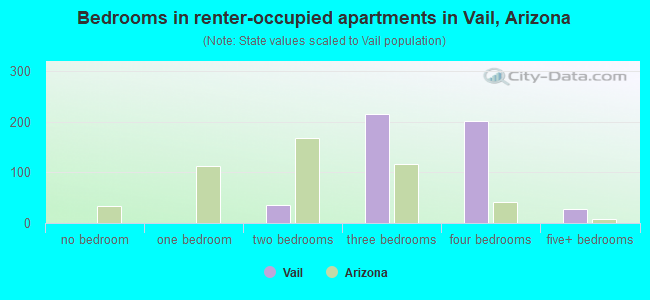 Bedrooms in renter-occupied apartments in Vail, Arizona