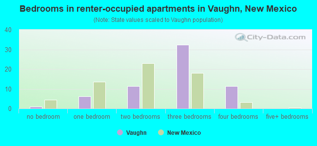 Bedrooms in renter-occupied apartments in Vaughn, New Mexico