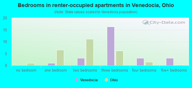 Bedrooms in renter-occupied apartments in Venedocia, Ohio