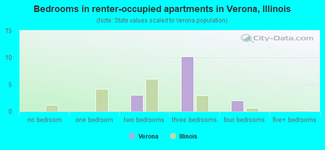 Bedrooms in renter-occupied apartments in Verona, Illinois