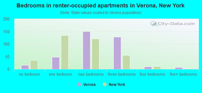 Bedrooms in renter-occupied apartments in Verona, New York