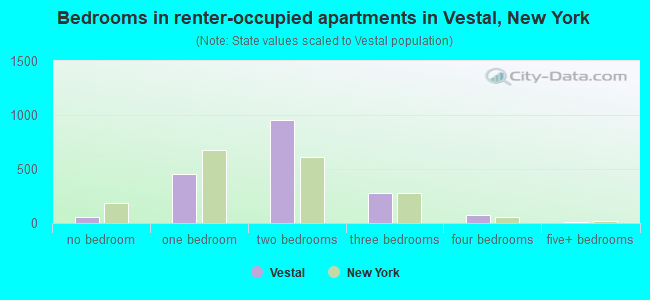 Bedrooms in renter-occupied apartments in Vestal, New York