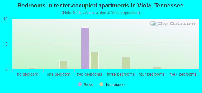 Bedrooms in renter-occupied apartments in Viola, Tennessee