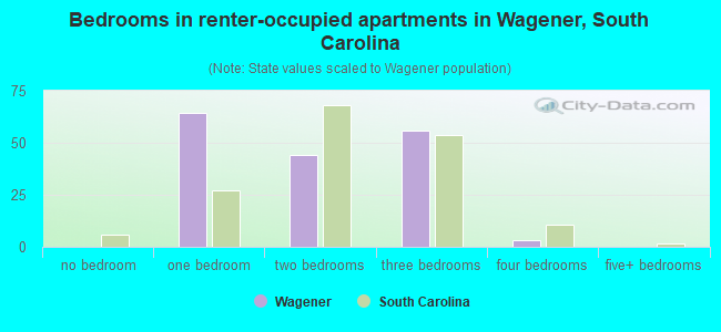 Bedrooms in renter-occupied apartments in Wagener, South Carolina