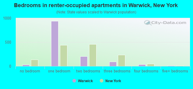 Bedrooms in renter-occupied apartments in Warwick, New York