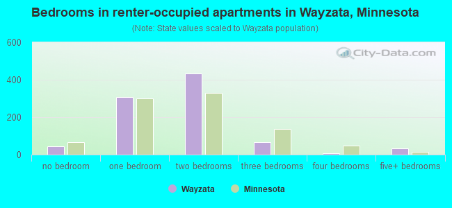 Bedrooms in renter-occupied apartments in Wayzata, Minnesota