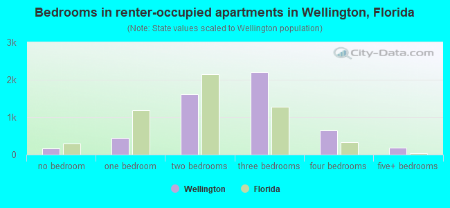 Bedrooms in renter-occupied apartments in Wellington, Florida