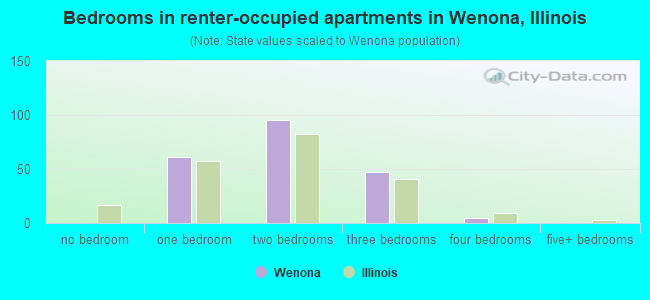 Bedrooms in renter-occupied apartments in Wenona, Illinois