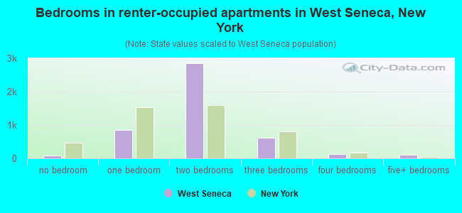 Bedrooms in renter-occupied apartments in West Seneca, New York
