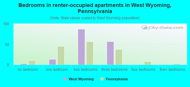 Bedrooms in renter-occupied apartments in West Wyoming, Pennsylvania