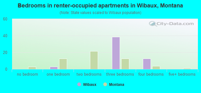 Bedrooms in renter-occupied apartments in Wibaux, Montana