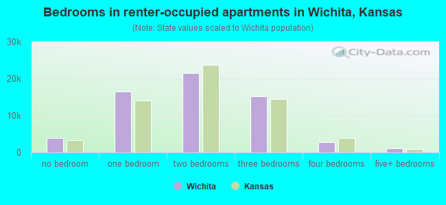 Bedrooms in renter-occupied apartments in Wichita, Kansas