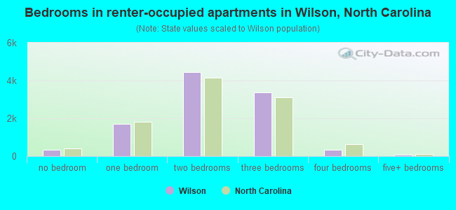 Bedrooms in renter-occupied apartments in Wilson, North Carolina