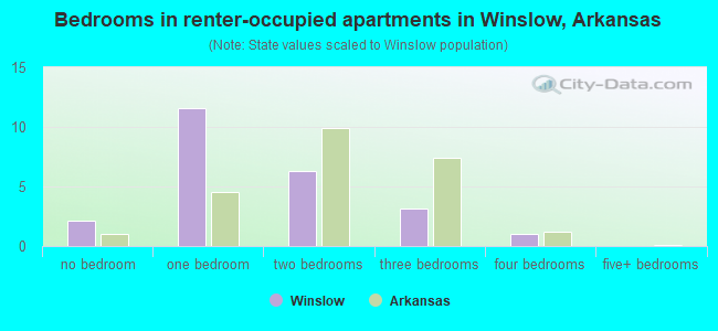 Bedrooms in renter-occupied apartments in Winslow, Arkansas