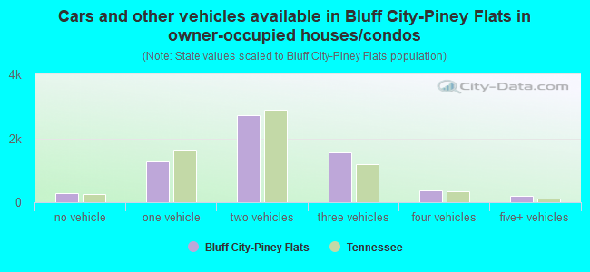 Cars and other vehicles available in Bluff City-Piney Flats in owner-occupied houses/condos