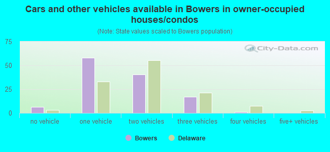 Cars and other vehicles available in Bowers in owner-occupied houses/condos