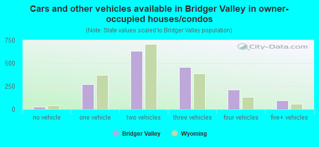 Cars and other vehicles available in Bridger Valley in owner-occupied houses/condos