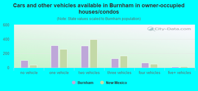Cars and other vehicles available in Burnham in owner-occupied houses/condos