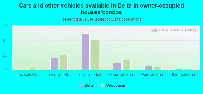 Cars and other vehicles available in Delta in owner-occupied houses/condos