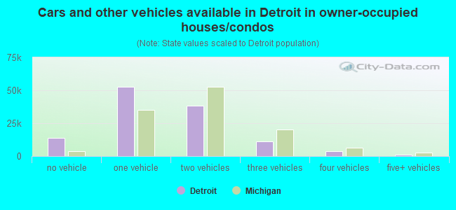 Cars and other vehicles available in Detroit in owner-occupied houses/condos