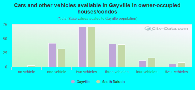 Cars and other vehicles available in Gayville in owner-occupied houses/condos