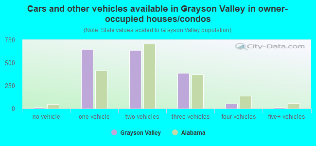 Cars and other vehicles available in Grayson Valley in owner-occupied houses/condos