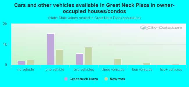 Cars and other vehicles available in Great Neck Plaza in owner-occupied houses/condos