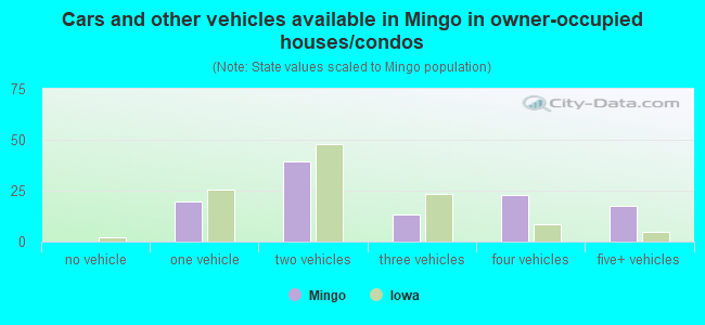 Cars and other vehicles available in Mingo in owner-occupied houses/condos