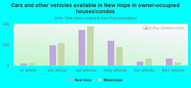 Cars and other vehicles available in New Hope in owner-occupied houses/condos