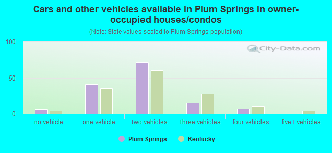Cars and other vehicles available in Plum Springs in owner-occupied houses/condos