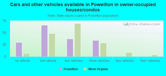 Cars and other vehicles available in Powellton in owner-occupied houses/condos
