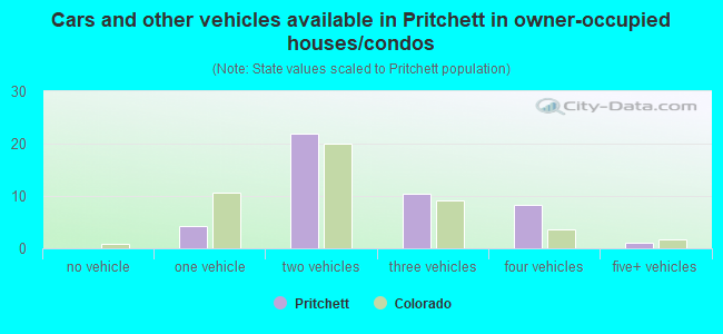 Cars and other vehicles available in Pritchett in owner-occupied houses/condos