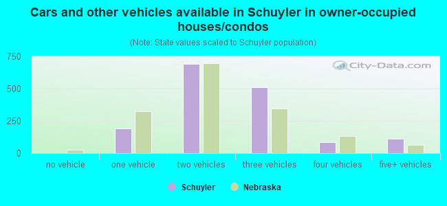 Cars and other vehicles available in Schuyler in owner-occupied houses/condos