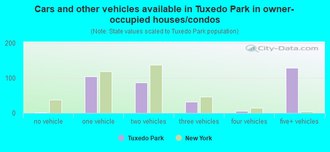 Cars and other vehicles available in Tuxedo Park in owner-occupied houses/condos