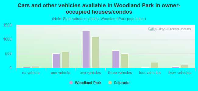 Cars and other vehicles available in Woodland Park in owner-occupied houses/condos