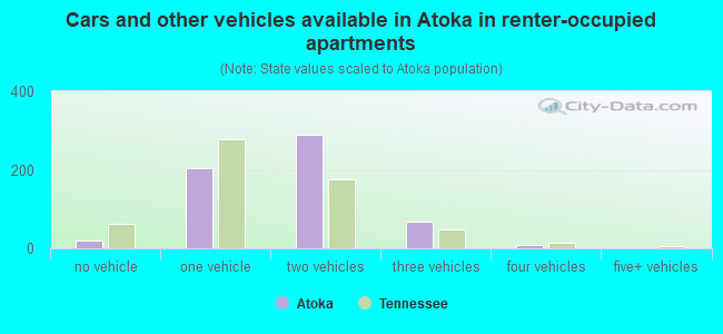 Cars and other vehicles available in Atoka in renter-occupied apartments