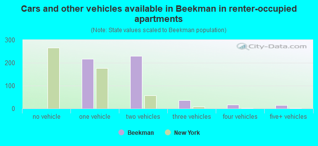 Cars and other vehicles available in Beekman in renter-occupied apartments