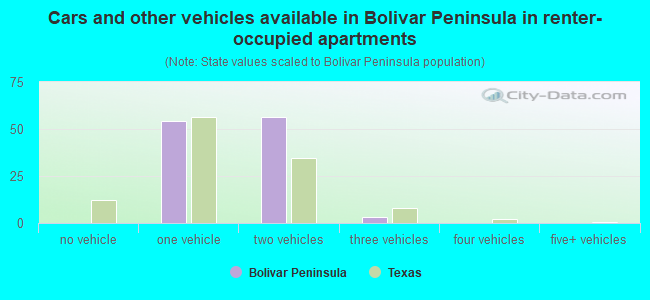 Cars and other vehicles available in Bolivar Peninsula in renter-occupied apartments