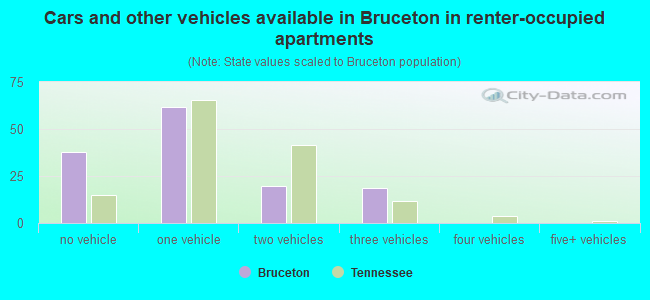 Cars and other vehicles available in Bruceton in renter-occupied apartments