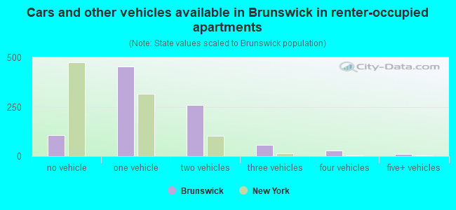 Cars and other vehicles available in Brunswick in renter-occupied apartments