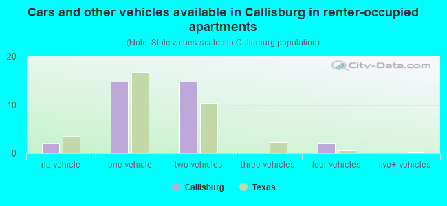 Cars and other vehicles available in Callisburg in renter-occupied apartments