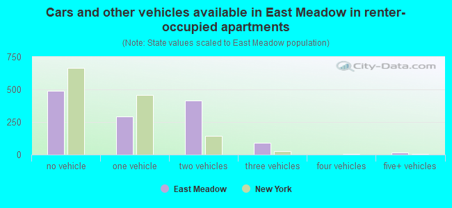 Cars and other vehicles available in East Meadow in renter-occupied apartments