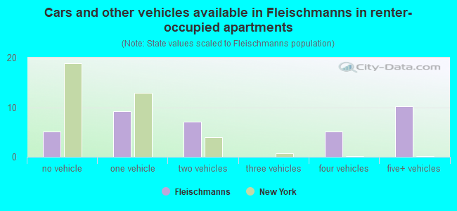 Cars and other vehicles available in Fleischmanns in renter-occupied apartments