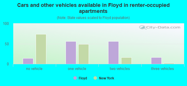 Cars and other vehicles available in Floyd in renter-occupied apartments