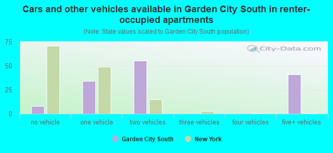 Cars and other vehicles available in Garden City South in renter-occupied apartments