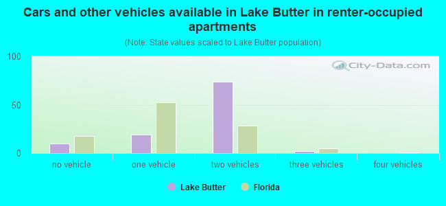 Cars and other vehicles available in Lake Butter in renter-occupied apartments