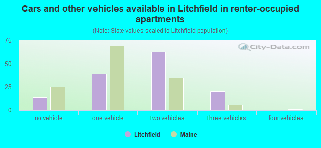 Cars and other vehicles available in Litchfield in renter-occupied apartments