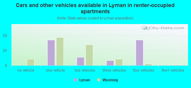 Cars and other vehicles available in Lyman in renter-occupied apartments