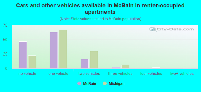 Cars and other vehicles available in McBain in renter-occupied apartments