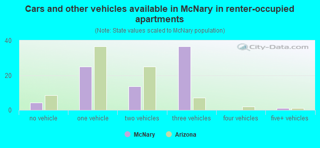 Cars and other vehicles available in McNary in renter-occupied apartments